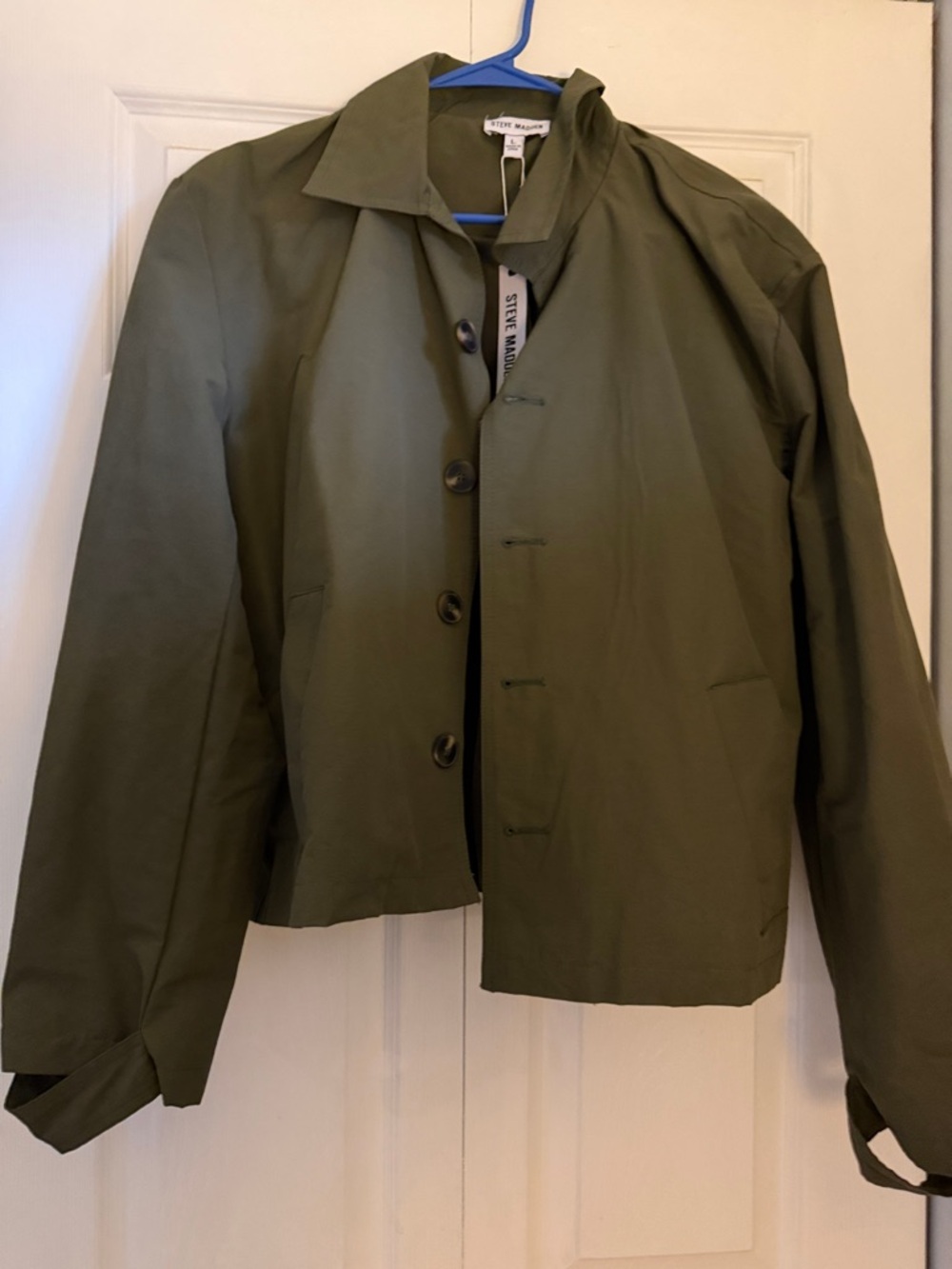Steve Madden Olive Cropped Button Jacket